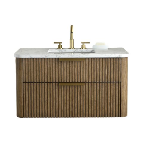 Fluted floating vanity