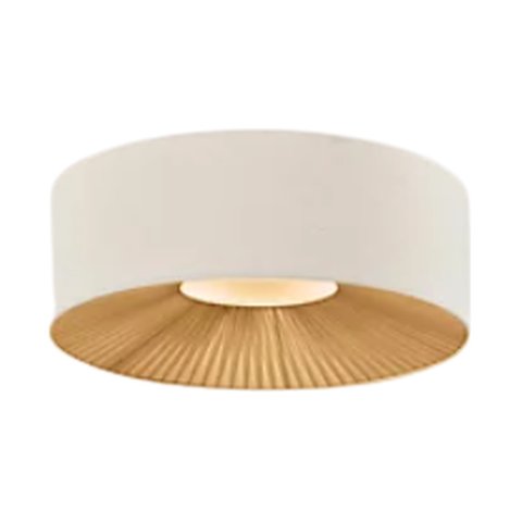 Rattan-lined drum flush mounts